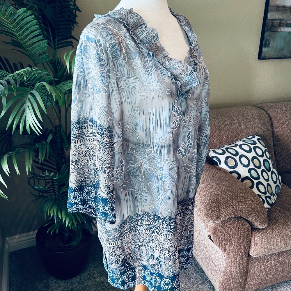 Maggie Barnes plus size semi sheer tunic top
